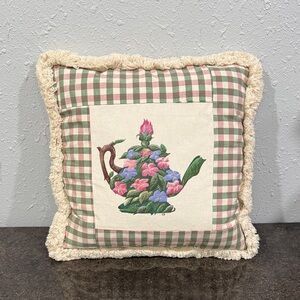 Floral‎ Teapot Decorative Pillow